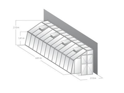 Gardn JUNIOR 600 - Anlehn-Gewächshaus mit 20 cm Türverlängerung